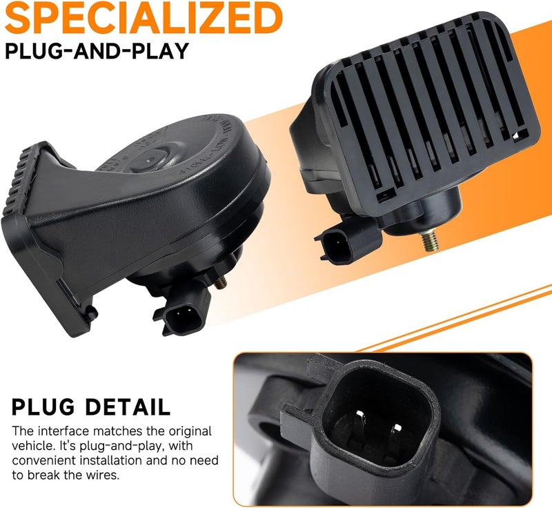 banhao Car Horn Compatible with Ford/GMC/Chevrolet/Ram/Tesla 12V 130dB Loud Dual-Tone Snail Horns for Ford with 1 to 2 Plug Wiring Harness - Image 3